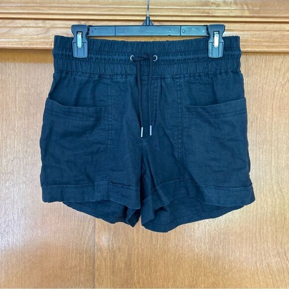 Athleta Cabo Linen Mini Shorts 4" in Black Size 4 Lightweight Breathable Coastal - Picture 1 of 10